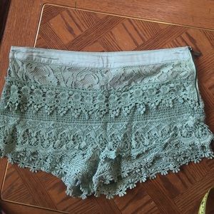 Crochet mint green shorts good condition